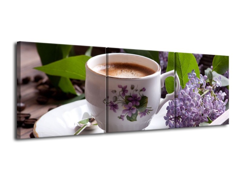 Glas schilderij Koffie | Wit, Bruin | 120x40cm 3Luik