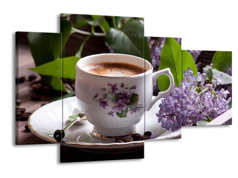 Glas schilderij Koffie | Wit, Bruin | 120x75cm 4Luik