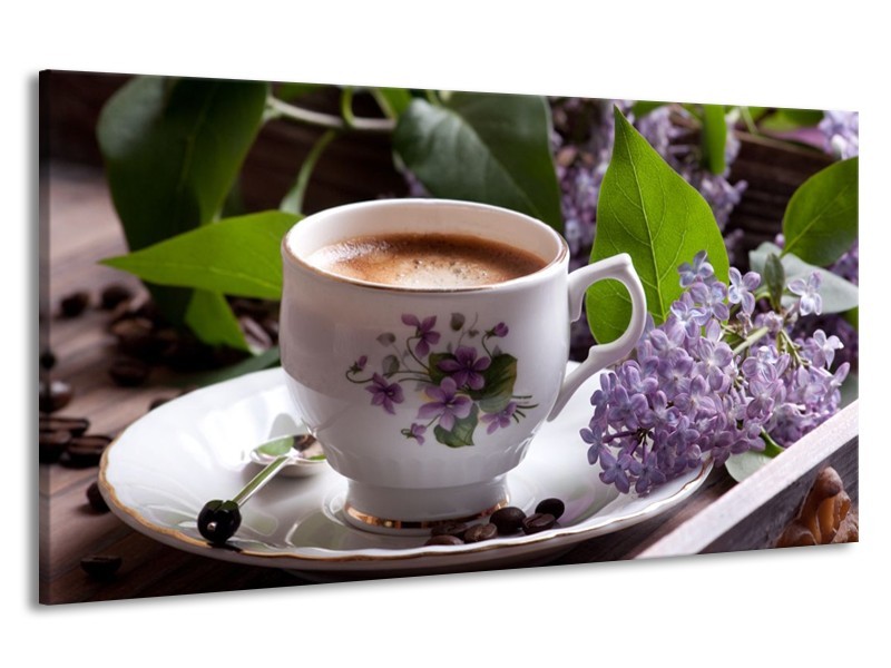 Canvas schilderij Koffie | Wit, Bruin | 190x100cm 1Luik