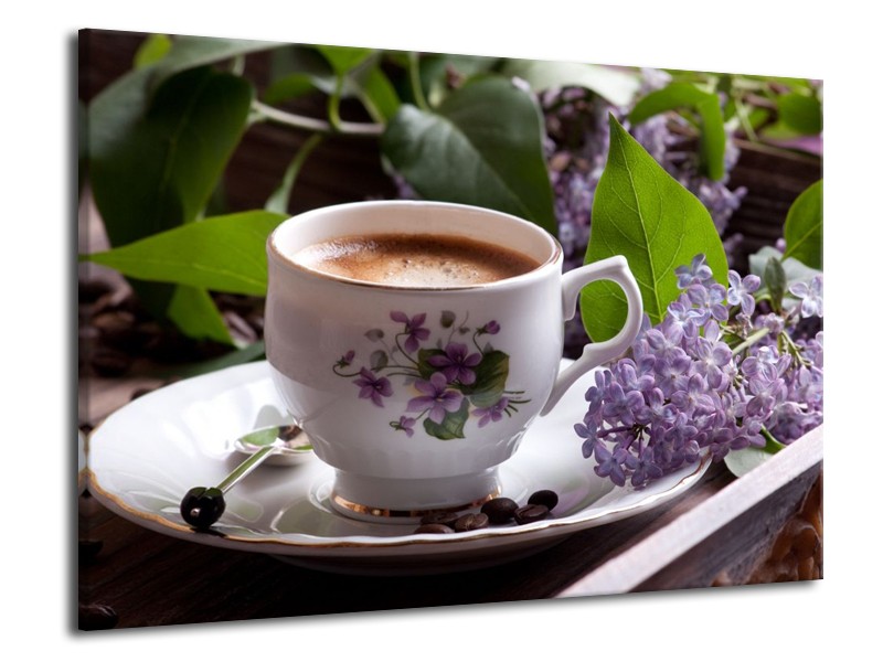 Canvas schilderij Koffie | Wit, Bruin | 70x50cm 1Luik