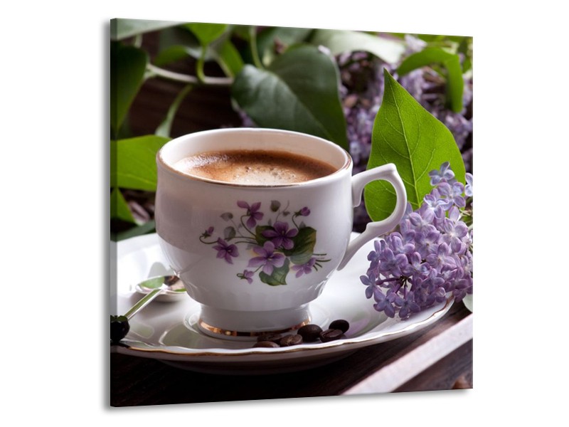 Canvas schilderij Koffie | Wit, Bruin | 70x70cm 1Luik