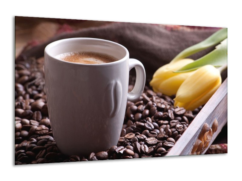 Canvas schilderij Koffie | Wit, Bruin | 120x70cm 1Luik