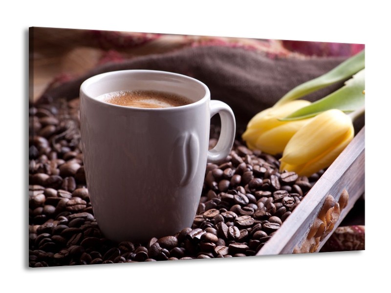 Canvas schilderij Koffie | Wit, Bruin | 140x90cm 1Luik