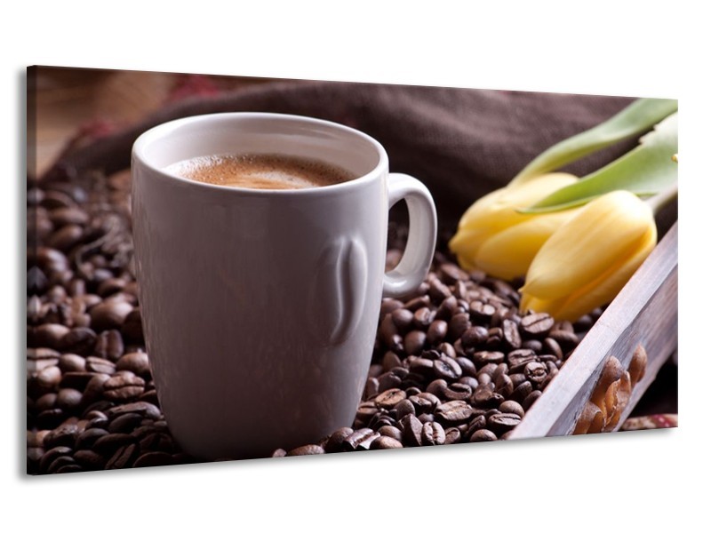 Canvas schilderij Koffie | Wit, Bruin | 170x90cm 1Luik