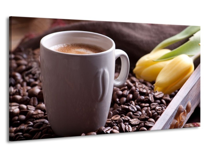 Canvas schilderij Koffie | Wit, Bruin | 190x100cm 1Luik