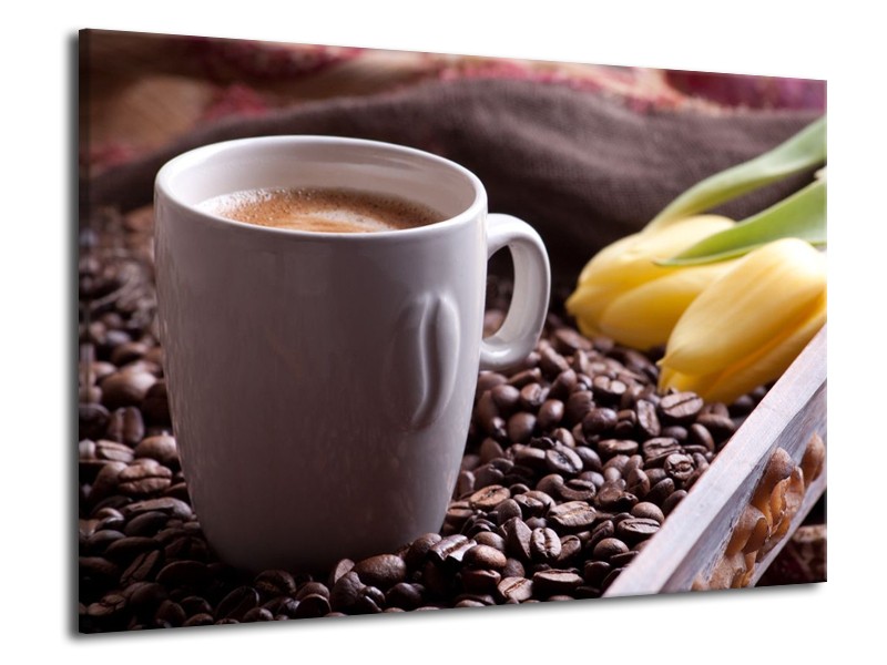 Canvas schilderij Koffie | Wit, Bruin | 70x50cm 1Luik