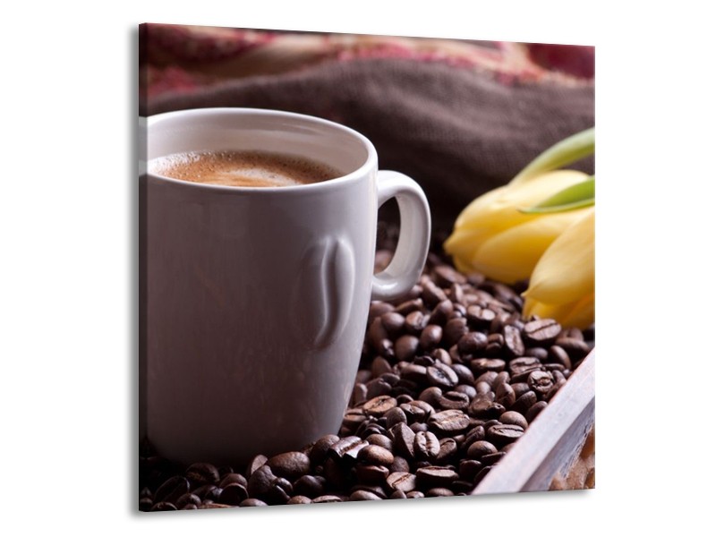 Canvas schilderij Koffie | Wit, Bruin | 70x70cm 1Luik