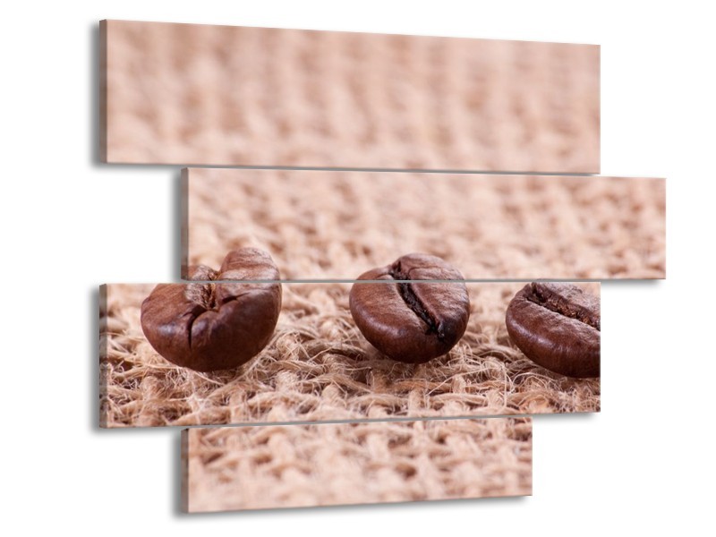 Canvas schilderij Koffie | Wit, Bruin | 115x85cm 4Luik