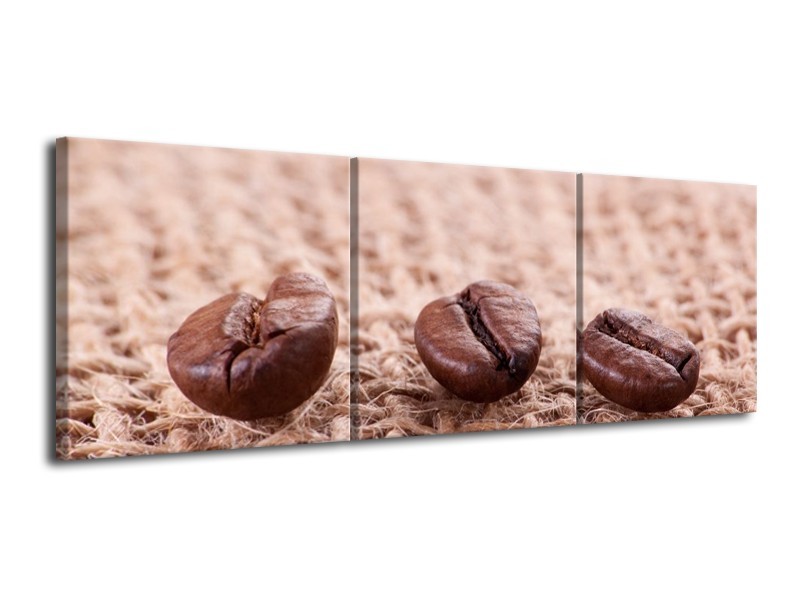 Canvas schilderij Koffie | Wit, Bruin | 120x40cm 3Luik