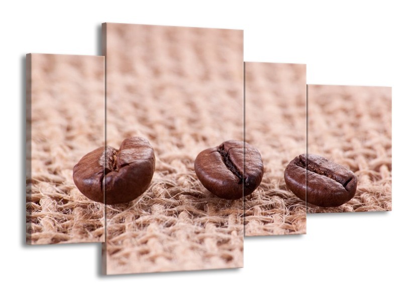 Canvas schilderij Koffie | Wit, Bruin | 120x75cm 4Luik
