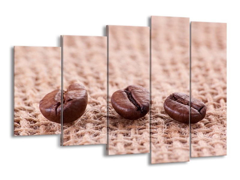 Canvas schilderij Koffie | Wit, Bruin | 150x100cm 5Luik