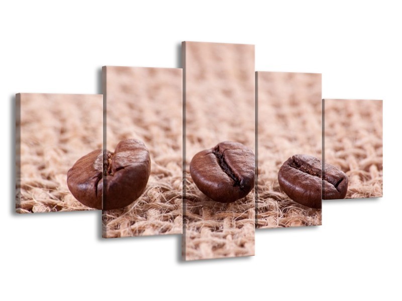 Canvas schilderij Koffie | Wit, Bruin | 150x80cm 5Luik