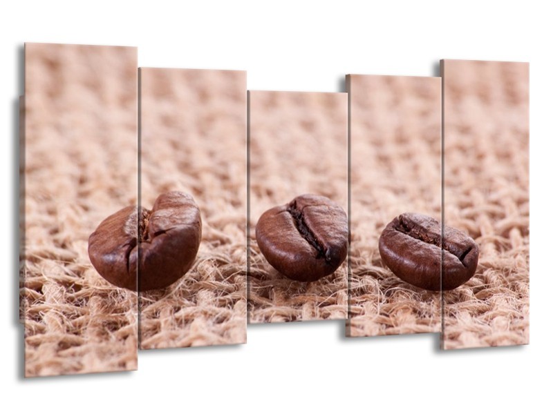 Canvas schilderij Koffie | Wit, Bruin | 150x80cm 5Luik