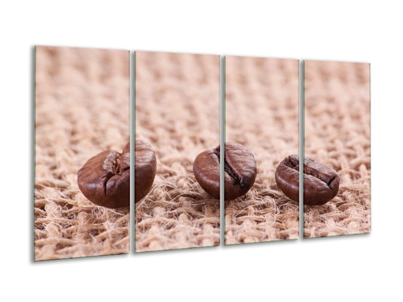 Canvas schilderij Koffie | Wit, Bruin | 160x80cm 4Luik