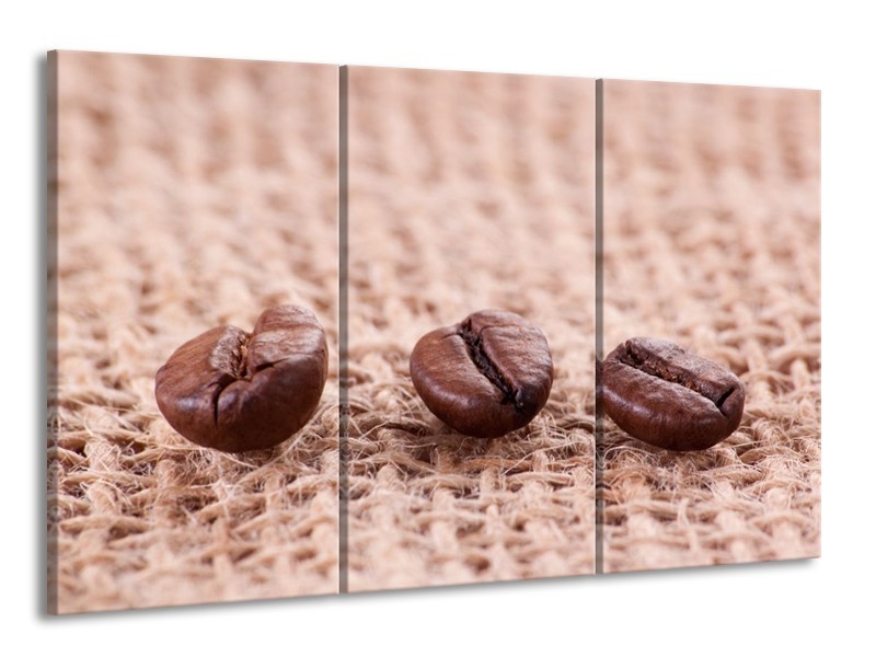Canvas schilderij Koffie | Wit, Bruin | 165x100cm 3Luik