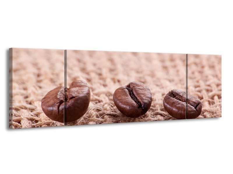 Canvas schilderij Koffie | Wit, Bruin | 170x50cm 3Luik
