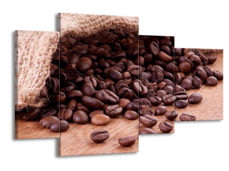 Canvas schilderij Koffie | Wit, Bruin | 120x75cm 4Luik