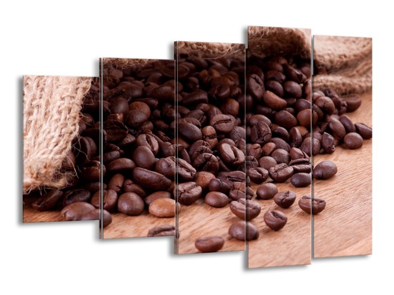 Canvas schilderij Koffie | Wit, Bruin | 150x100cm 5Luik