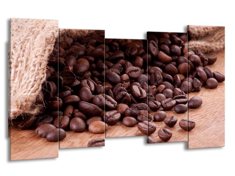 Canvas schilderij Koffie | Wit, Bruin | 150x80cm 5Luik