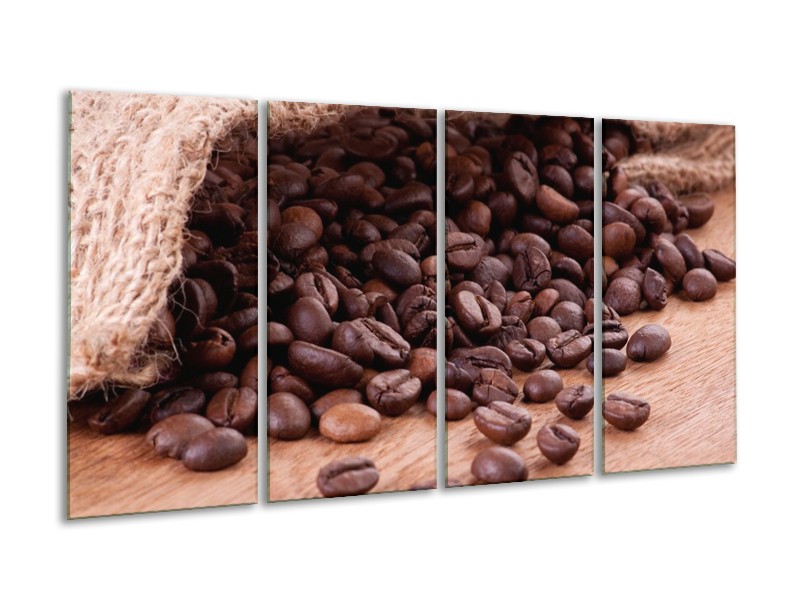 Canvas schilderij Koffie | Wit, Bruin | 160x80cm 4Luik