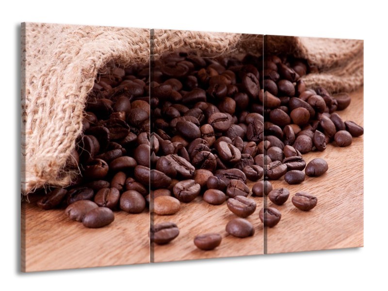 Canvas schilderij Koffie | Wit, Bruin | 165x100cm 3Luik
