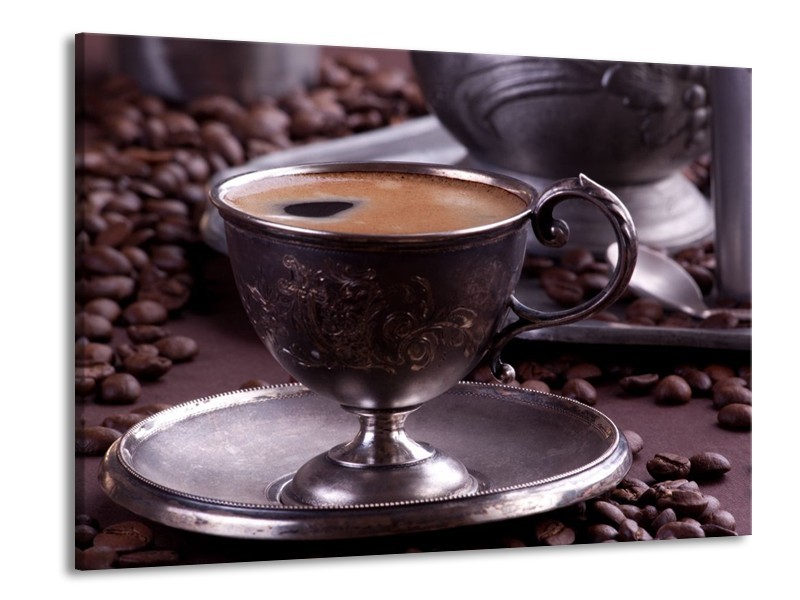 Canvas schilderij Koffie | Wit, Bruin | 100x70cm 1Luik