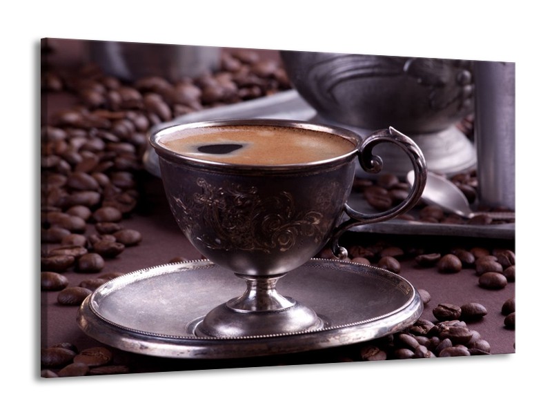 Canvas schilderij Koffie | Wit, Bruin | 140x90cm 1Luik