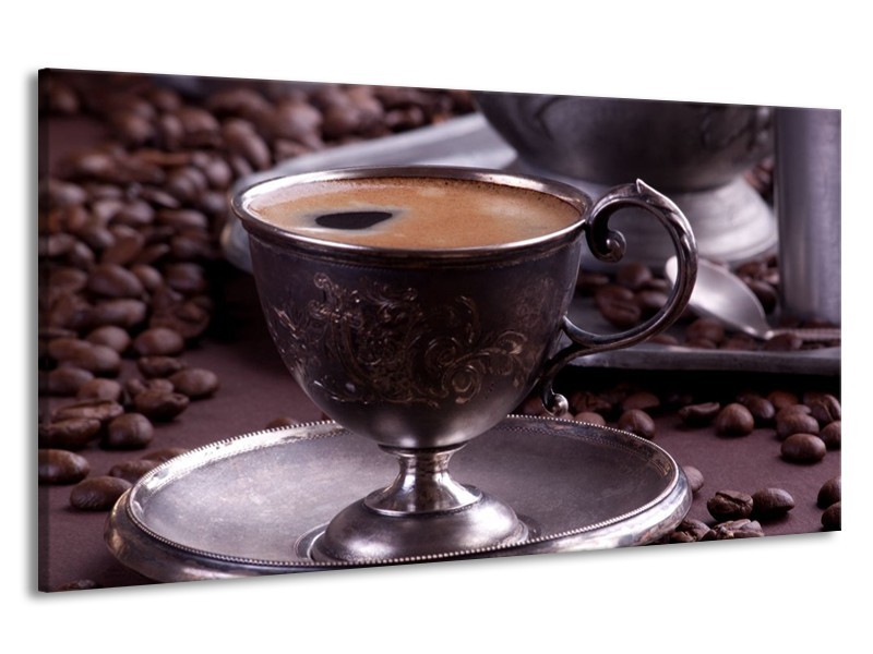 Canvas schilderij Koffie | Wit, Bruin | 190x100cm 1Luik
