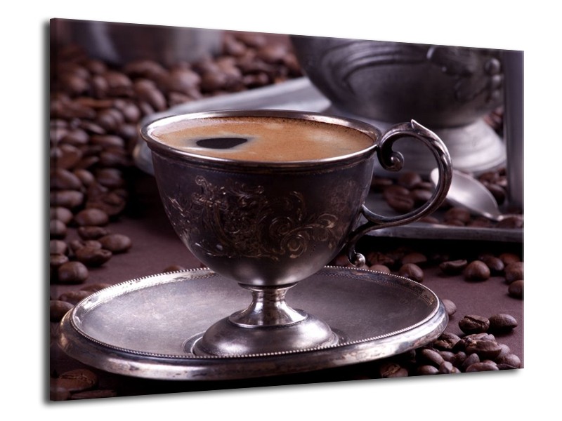 Canvas schilderij Koffie | Wit, Bruin | 70x50cm 1Luik