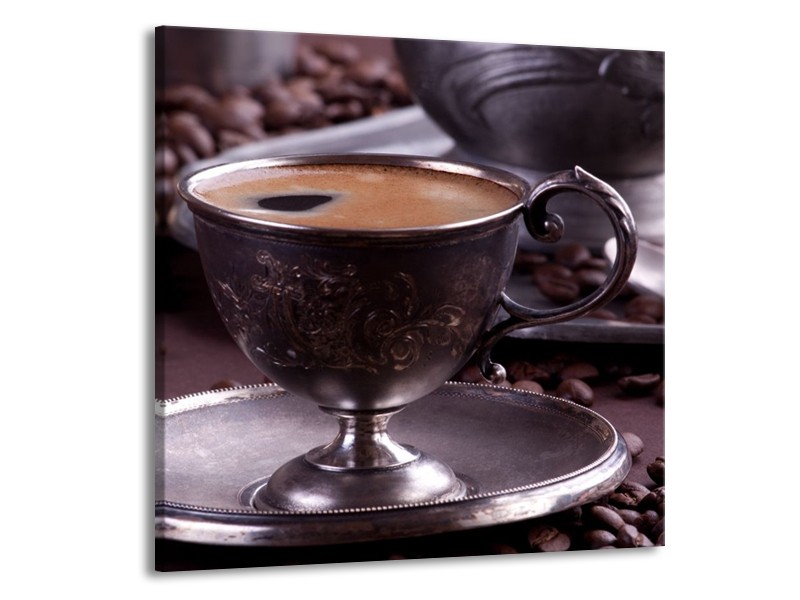 Canvas schilderij Koffie | Wit, Bruin | 70x70cm 1Luik
