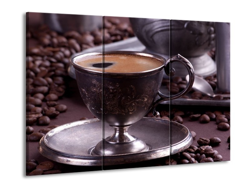 Glas schilderij Koffie | Wit, Bruin | 90x60cm 3Luik