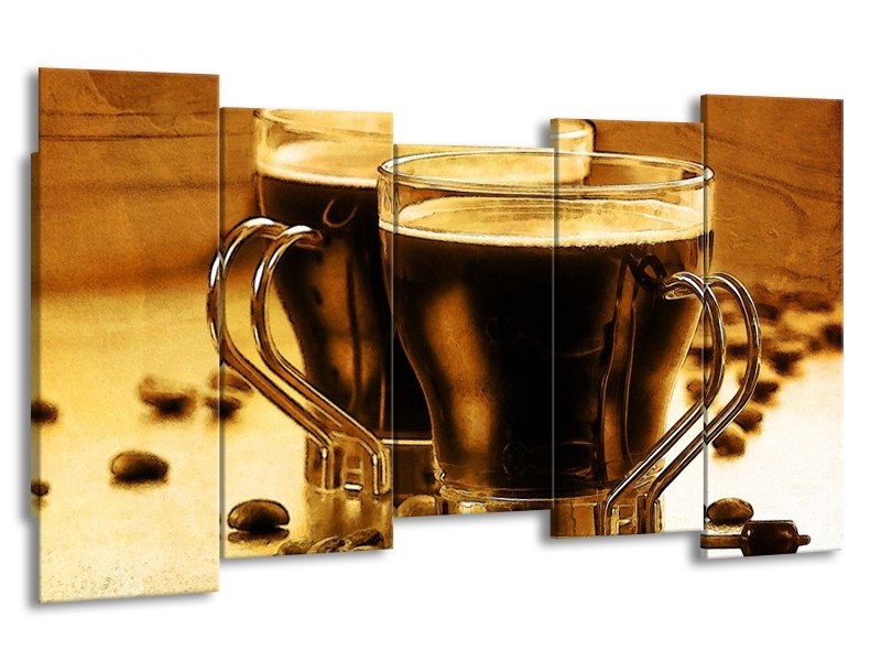 Glas schilderij Koffie | Bruin, Geel | 150x80cm 5Luik