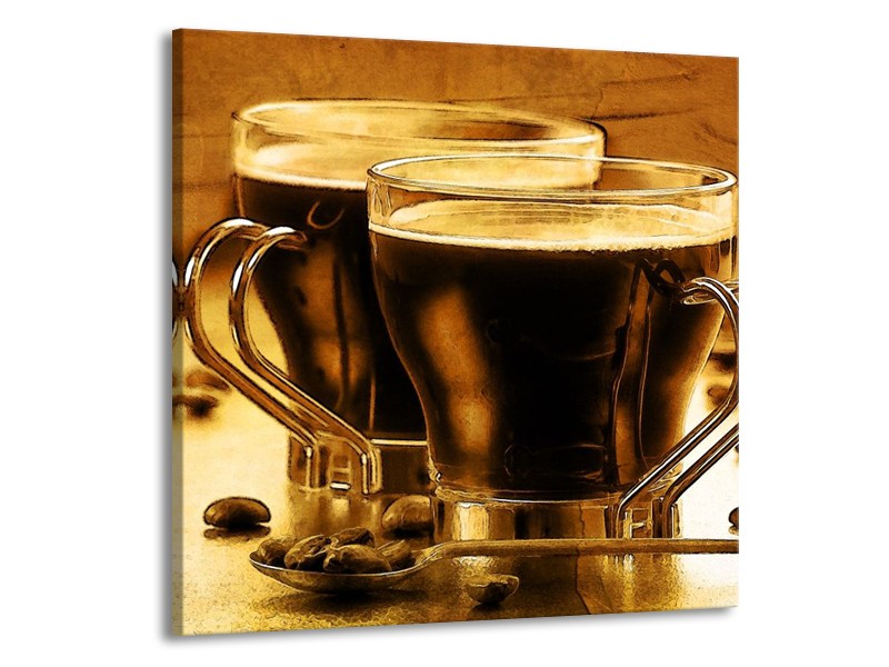 Canvas schilderij Koffie | Bruin, Geel | 50x50cm 1Luik