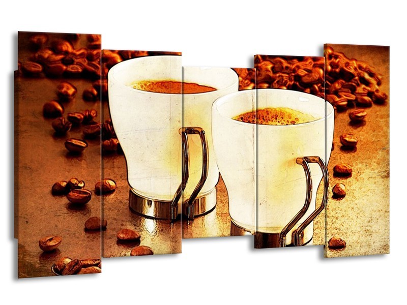Glas schilderij Koffie | Bruin, Geel | 150x80cm 5Luik