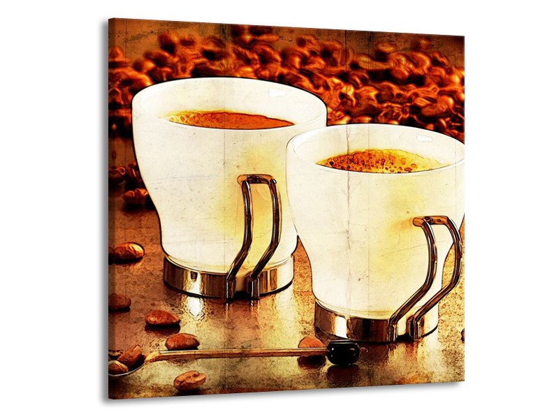 Glas schilderij Koffie | Bruin, Geel | 50x50cm 1Luik