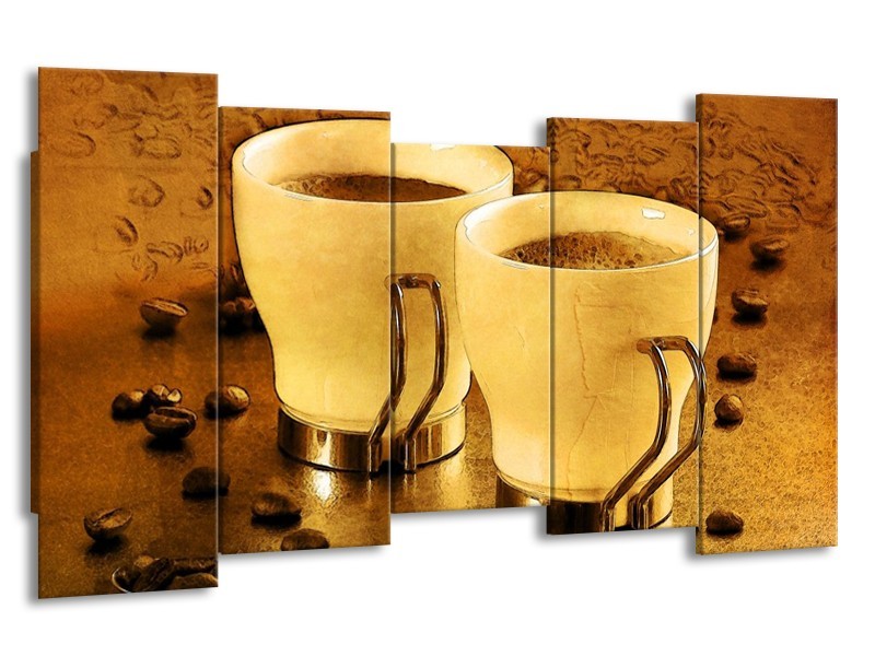 Glas schilderij Koffie | Bruin, Geel | 150x80cm 5Luik