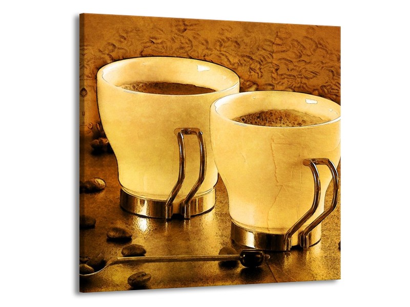 Glas schilderij Koffie | Bruin, Geel | 50x50cm 1Luik