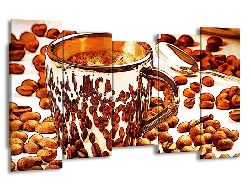 Glas schilderij Koffie | Bruin, Geel | 150x80cm 5Luik