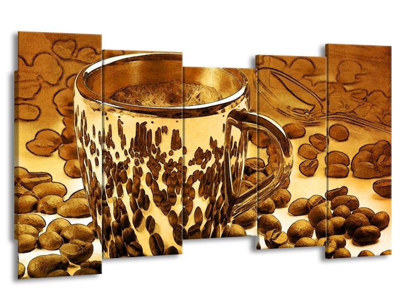 Glas schilderij Koffie | Bruin, Geel | 150x80cm 5Luik