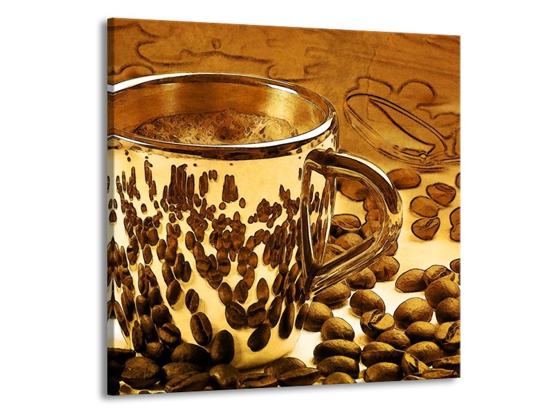 Glas schilderij Koffie | Bruin, Geel | 50x50cm 1Luik