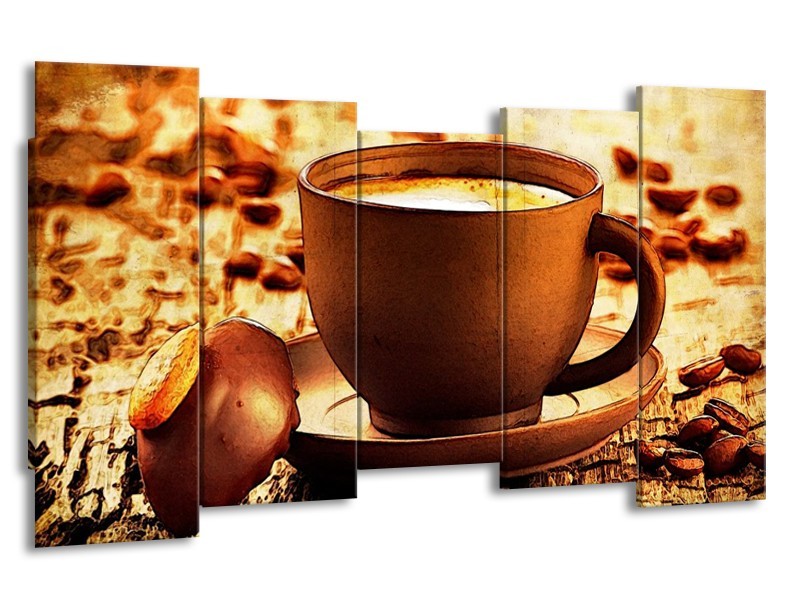 Glas schilderij Koffie | Bruin, Geel | 150x80cm 5Luik