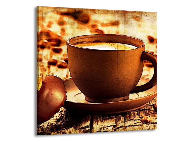 Glas schilderij Koffie | Bruin, Geel | 50x50cm 1Luik