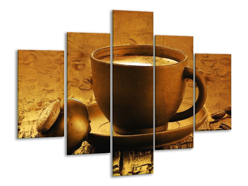 Canvas schilderij Koffie | Bruin, Geel | 100x70cm 5Luik