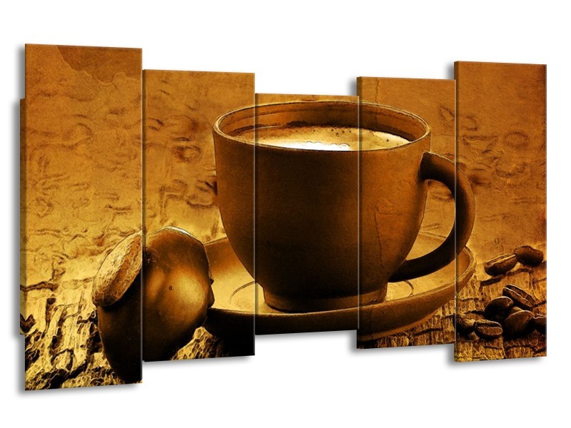 Glas schilderij Koffie | Bruin, Geel | 150x80cm 5Luik