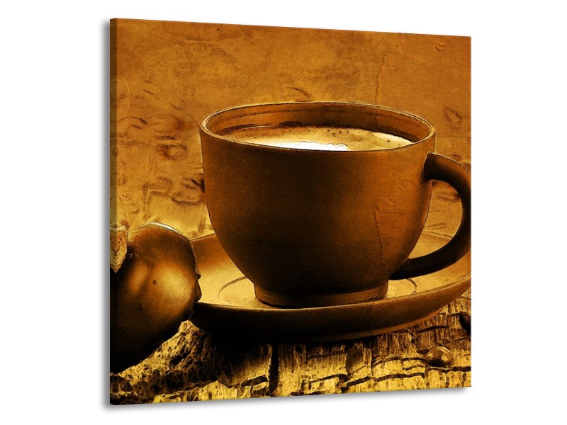 Glas schilderij Koffie | Bruin, Geel | 50x50cm 1Luik