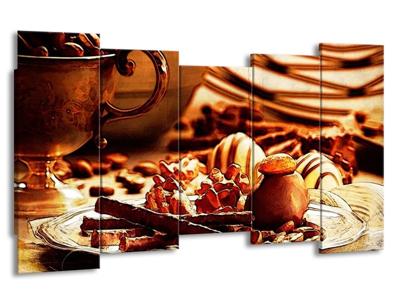 Glas schilderij Koffie | Bruin, Geel | 150x80cm 5Luik