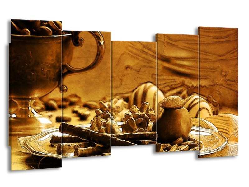 Glas schilderij Koffie | Bruin, Geel | 150x80cm 5Luik