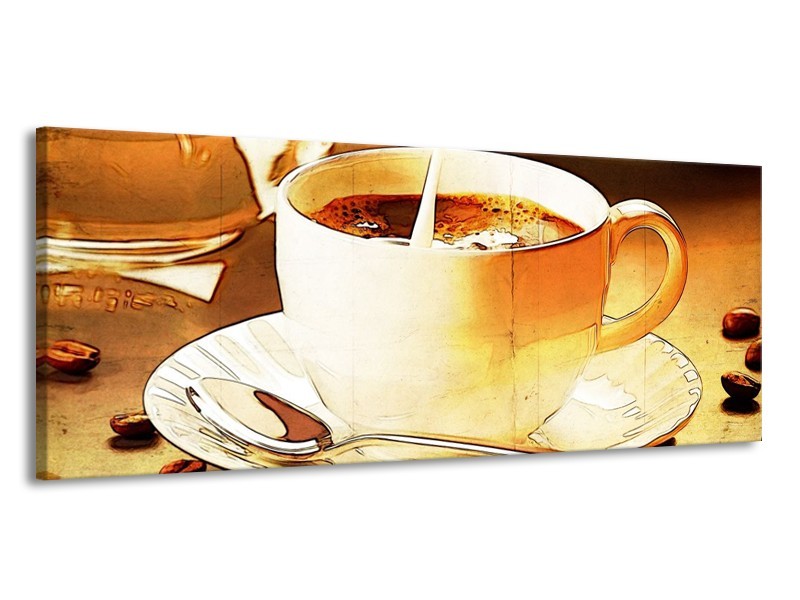 Glas schilderij Koffie | Bruin, Geel | 145x58cm 1Luik