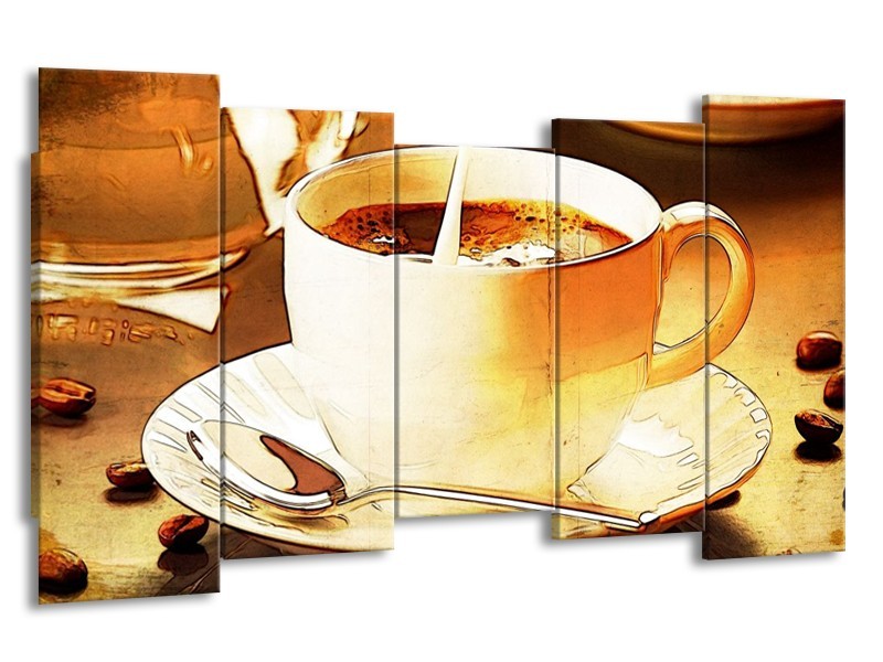 Glas schilderij Koffie | Bruin, Geel | 150x80cm 5Luik