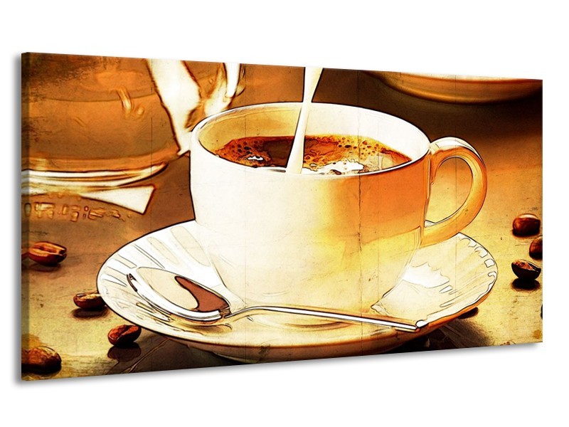 Canvas schilderij Koffie | Bruin, Geel | 170x90cm 1Luik